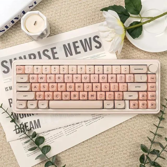 Alt view image 5 of 7 - Crystal Jelly Keycaps,Pink Foundation Shine Through Custom Keycaps Set 132 Keys Cute Translucent Keyboard Key Caps for 61/68/84/87/98/100 Cherry MX Mechanical Keyboard Creamy Keycap