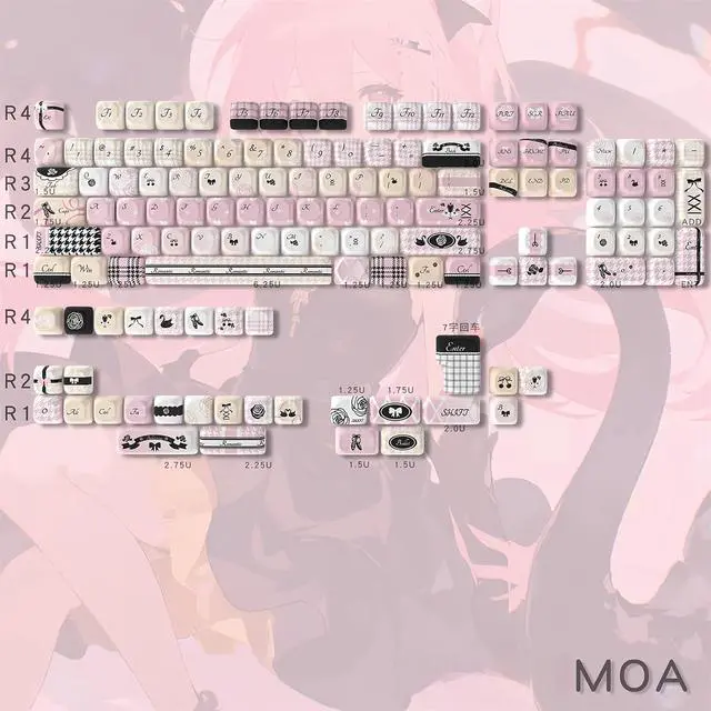 Alt view image 7 of 7 - Black Pink Keycaps,MOA Pofile Cute Swan-Theme Custom Keycap Dye Sublimation PBT Keycaps 131 Keys Full Size Keycap Set for Cherry MX Switches 60%/75% /80%/100% Mechanical Gaming Keyboard DIY