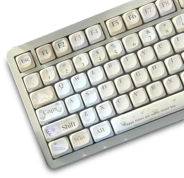 Main image of MOA Profile Cute Keycaps,PBT Dye Sublimation Kawaii Round Keycaps Full 131 Key Caps Custom Keycap for Cherry MX Switches Mechanical Keyboard DIY Creamy Key Caps Set (Sweet-Tea)