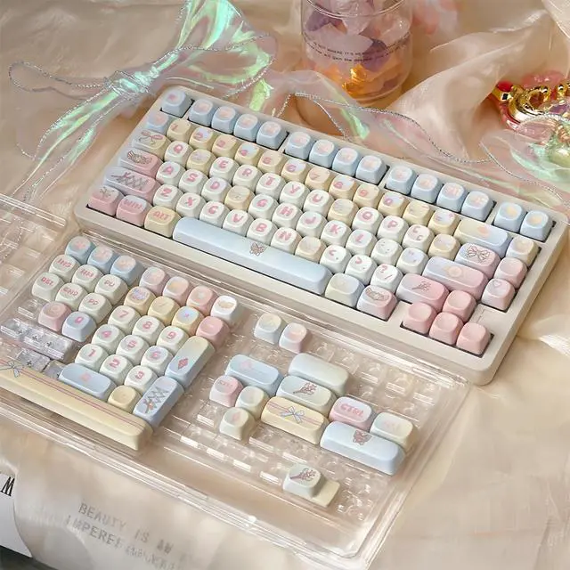 Alt view image 2 of 7 - MOA Profile Cute Keycaps,PBT Dye Sublimation Kawaii Round Keycaps Full 131 Key Caps Custom Creamy Keycap Set for Cherry MX Switches Mechanical Keyboard DIY (Colorful-Magic)