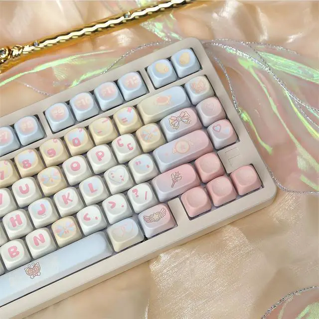 Alt view image 3 of 7 - MOA Profile Cute Keycaps,PBT Dye Sublimation Kawaii Round Keycaps Full 131 Key Caps Custom Creamy Keycap Set for Cherry MX Switches Mechanical Keyboard DIY (Colorful-Magic)