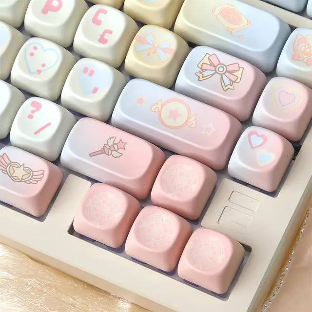 Alt view image 5 of 7 - MOA Profile Cute Keycaps,PBT Dye Sublimation Kawaii Round Keycaps Full 131 Key Caps Custom Creamy Keycap Set for Cherry MX Switches Mechanical Keyboard DIY (Colorful-Magic)