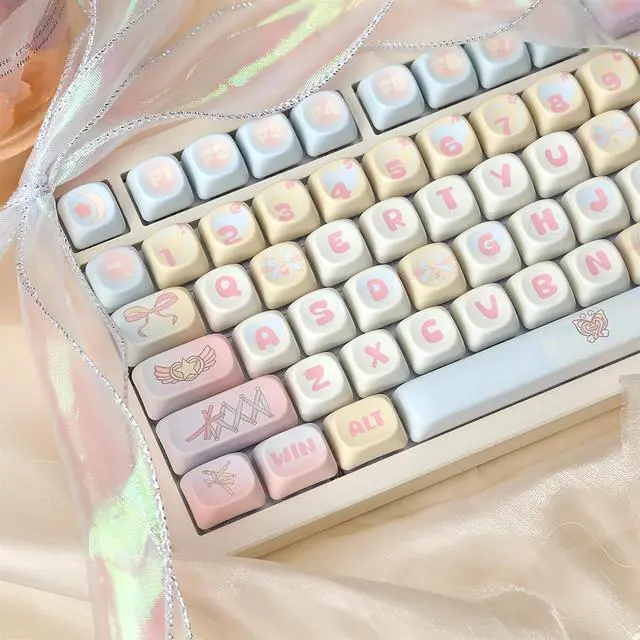 Alt view image 4 of 7 - MOA Profile Cute Keycaps,PBT Dye Sublimation Kawaii Round Keycaps Full 131 Key Caps Custom Creamy Keycap Set for Cherry MX Switches Mechanical Keyboard DIY (Colorful-Magic)