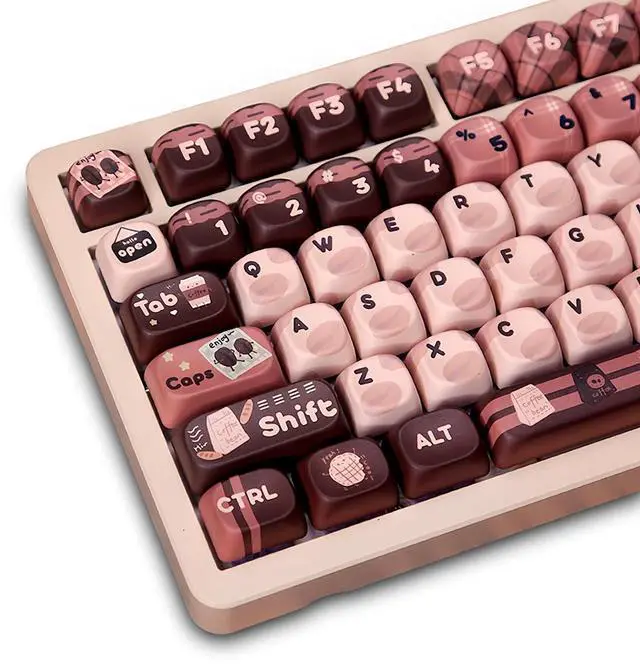 Main image of MOA Profile Cute Keycaps,PBT Dye Sublimation Kawaii Round Keycaps Full 131 Key Caps Custom Keycap for Cherry MX Switches Mechanical Keyboard DIY Creamy Keycap Set (Brown Coffee Bean)