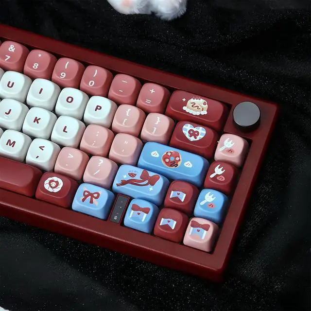 Alt view image 3 of 7 - MOA Profile Cute Keycaps,PBT Dye Sublimation Kawaii Round Keycaps Full 129 Key Caps Custom Keycap for Cherry MX Switches Mechanical Keyboard DIY Creamy Key Caps Set (Red-Strawberry)