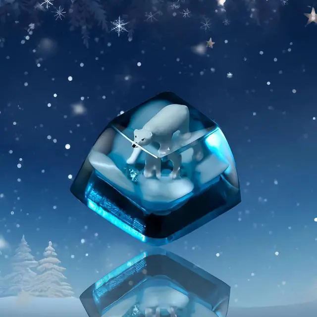 Alt view image 5 of 7 - Artisan Keycaps,Resin Custom ESC Keycap for Mechanical Keyboard OEM Profile R4 Shine Through Backlit Keycap for Cherry MX Switches Gaming Keyboard Cute Personalized Keycaps (Polar-Bear)