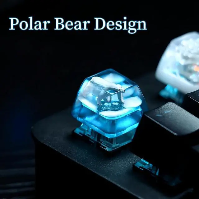Alt view image 3 of 7 - Artisan Keycaps,Resin Custom ESC Keycap for Mechanical Keyboard OEM Profile R4 Shine Through Backlit Keycap for Cherry MX Switches Gaming Keyboard Cute Personalized Keycaps (Polar-Bear)