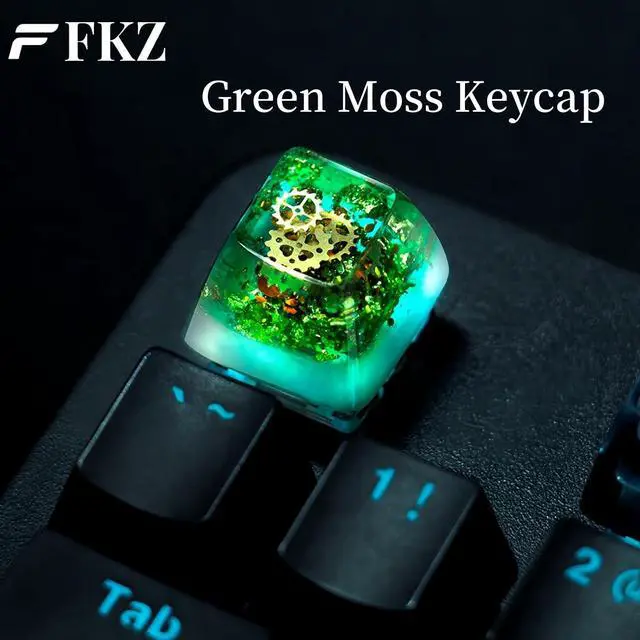 Alt view image 2 of 7 - Artisan Keycaps,Resin Custom ESC Keycap for Mechanical Keyboard OEM Profile R4 Shine Through Backlit Keycap for Cherry MX Switches Gaming Keyboard Cute Personalized Keycaps (Green-Grass)