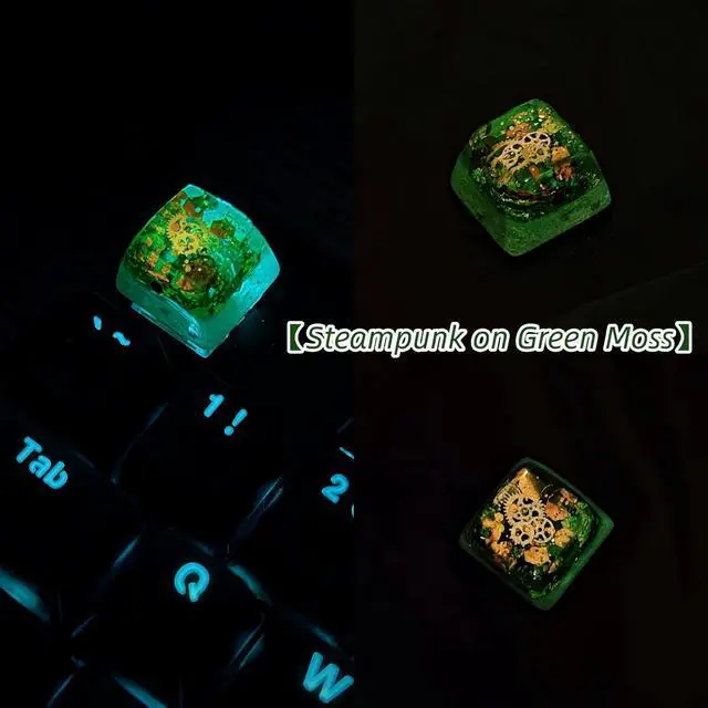 Alt view image 3 of 7 - Artisan Keycaps,Resin Custom ESC Keycap for Mechanical Keyboard OEM Profile R4 Shine Through Backlit Keycap for Cherry MX Switches Gaming Keyboard Cute Personalized Keycaps (Green-Grass)