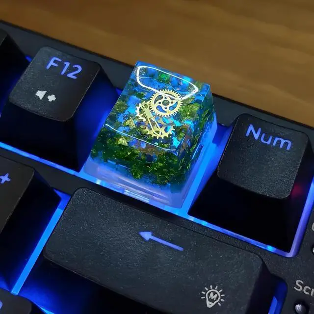 Alt view image 6 of 7 - Artisan Keycaps,Resin Custom ESC Keycap for Mechanical Keyboard OEM Profile R4 Shine Through Backlit Keycap for Cherry MX Switches Gaming Keyboard Cute Personalized Keycaps (Green-Grass)