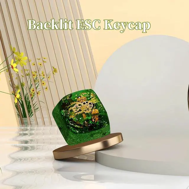 Alt view image 7 of 7 - Artisan Keycaps,Resin Custom ESC Keycap for Mechanical Keyboard OEM Profile R4 Shine Through Backlit Keycap for Cherry MX Switches Gaming Keyboard Cute Personalized Keycaps (Green-Grass)