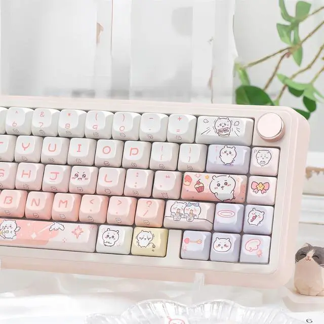 Alt view image 2 of 7 - Cute Keycaps,PBT Dye-Sub Kawaii Japanese Anime Keycaps Creamy Custom Keycap Set 150 Keys Full Size Key Caps for Cherry MX Switches Mechanical Keyboard MOC Profile Keycap (Pink)