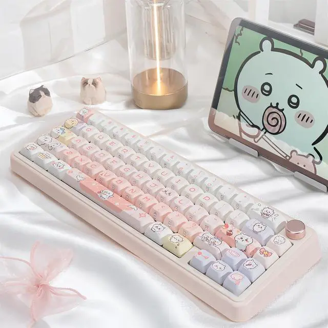Alt view image 3 of 7 - Cute Keycaps,PBT Dye-Sub Kawaii Japanese Anime Keycaps Creamy Custom Keycap Set 150 Keys Full Size Key Caps for Cherry MX Switches Mechanical Keyboard MOC Profile Keycap (Pink)