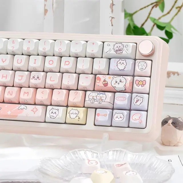 Alt view image 4 of 7 - Cute Keycaps,PBT Dye-Sub Kawaii Japanese Anime Keycaps Creamy Custom Keycap Set 150 Keys Full Size Key Caps for Cherry MX Switches Mechanical Keyboard MOC Profile Keycap (Pink)