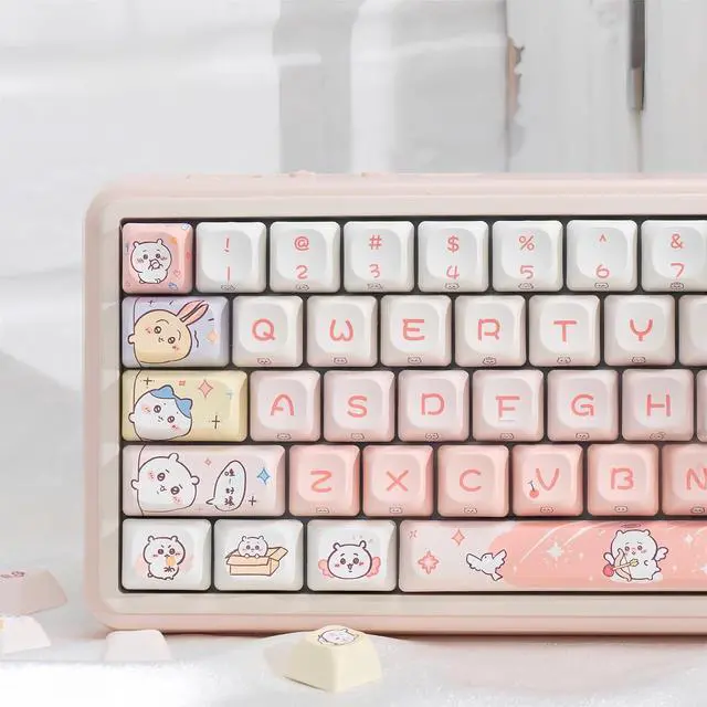 Alt view image 5 of 7 - Cute Keycaps,PBT Dye-Sub Kawaii Japanese Anime Keycaps Creamy Custom Keycap Set 150 Keys Full Size Key Caps for Cherry MX Switches Mechanical Keyboard MOC Profile Keycap (Pink)