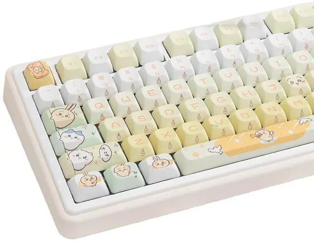 Main image of Cute Keycaps,PBT Dye-Sub Kawaii Japanese Anime Keycaps Creamy Custom Keycap Set 150 Keys Full Size Key Caps for Cherry MX Switches Mechanical Keyboard MOC Profile Keycap (Yellow)