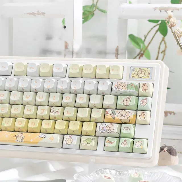 Alt view image 2 of 7 - Cute Keycaps,PBT Dye-Sub Kawaii Japanese Anime Keycaps Creamy Custom Keycap Set 150 Keys Full Size Key Caps for Cherry MX Switches Mechanical Keyboard MOC Profile Keycap (Yellow)
