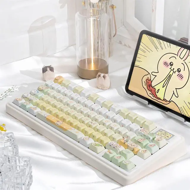 Alt view image 3 of 7 - Cute Keycaps,PBT Dye-Sub Kawaii Japanese Anime Keycaps Creamy Custom Keycap Set 150 Keys Full Size Key Caps for Cherry MX Switches Mechanical Keyboard MOC Profile Keycap (Yellow)