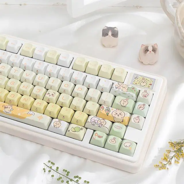 Alt view image 4 of 7 - Cute Keycaps,PBT Dye-Sub Kawaii Japanese Anime Keycaps Creamy Custom Keycap Set 150 Keys Full Size Key Caps for Cherry MX Switches Mechanical Keyboard MOC Profile Keycap (Yellow)