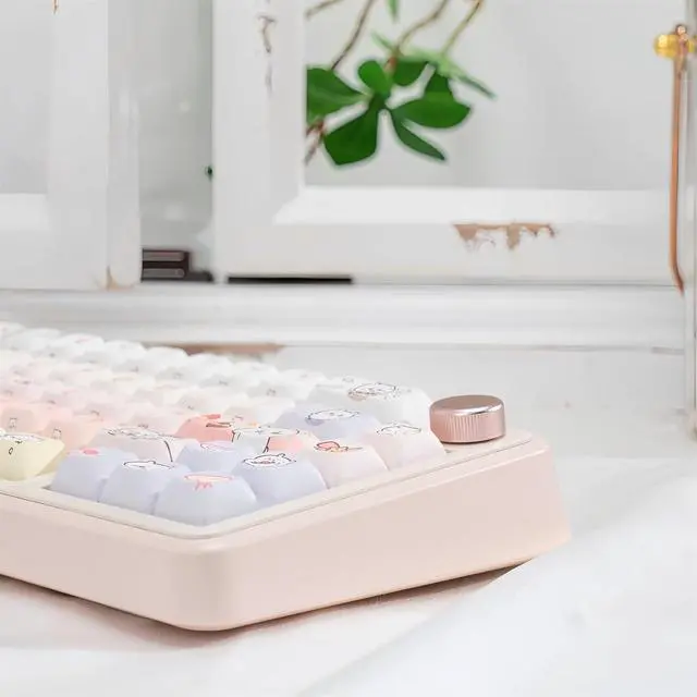 Alt view image 6 of 7 - Cute Keycaps,PBT Dye-Sub Kawaii Japanese Anime Keycaps Creamy Custom Keycap Set 150 Keys Full Size Key Caps for Cherry MX Switches Mechanical Keyboard MOC Profile Keycap (Pink)
