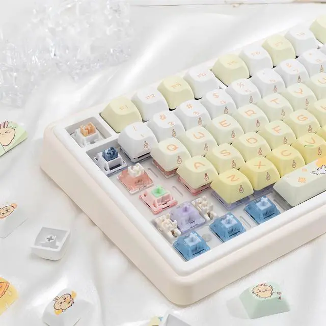 Alt view image 5 of 7 - Cute Keycaps,PBT Dye-Sub Kawaii Japanese Anime Keycaps Creamy Custom Keycap Set 150 Keys Full Size Key Caps for Cherry MX Switches Mechanical Keyboard MOC Profile Keycap (Yellow)
