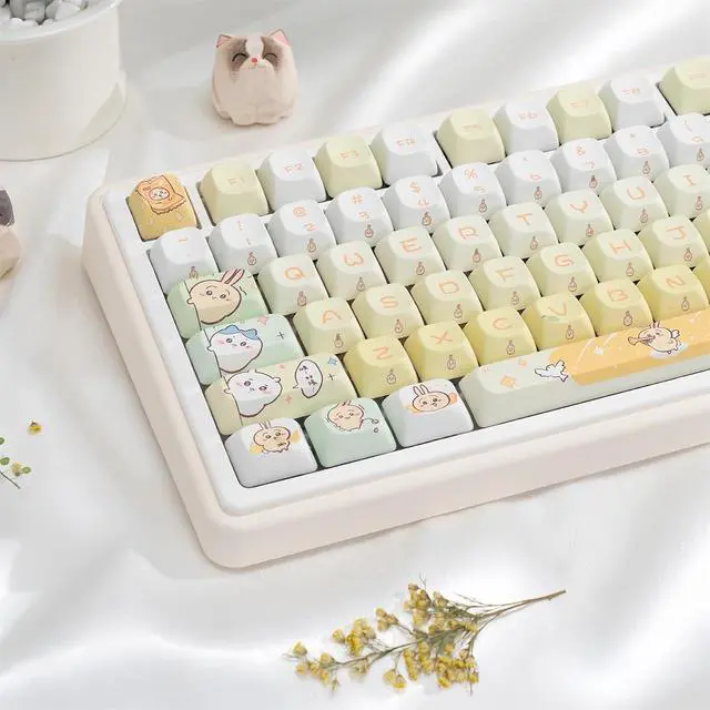 Alt view image 6 of 7 - Cute Keycaps,PBT Dye-Sub Kawaii Japanese Anime Keycaps Creamy Custom Keycap Set 150 Keys Full Size Key Caps for Cherry MX Switches Mechanical Keyboard MOC Profile Keycap (Yellow)