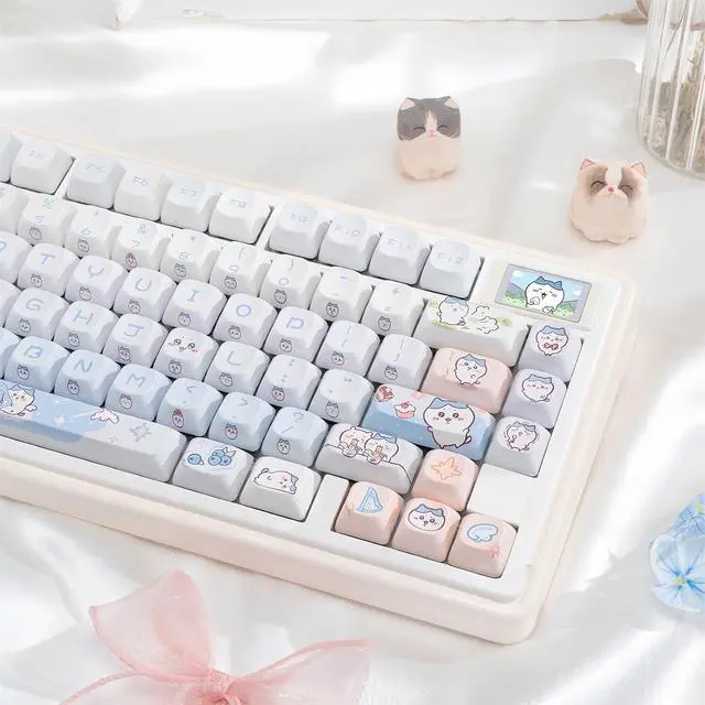 Alt view image 3 of 7 - Cute Keycaps,PBT Dye-Sub Kawaii Japanese Anime Keycaps Creamy Custom Keycap Set 150 Keys Full Size Key Caps for Cherry MX Switches Mechanical Keyboard MOC Profile Keycap (Blue)