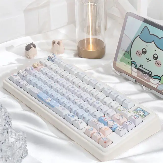 Alt view image 4 of 7 - Cute Keycaps,PBT Dye-Sub Kawaii Japanese Anime Keycaps Creamy Custom Keycap Set 150 Keys Full Size Key Caps for Cherry MX Switches Mechanical Keyboard MOC Profile Keycap (Blue)
