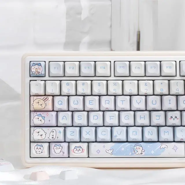 Alt view image 5 of 7 - Cute Keycaps,PBT Dye-Sub Kawaii Japanese Anime Keycaps Creamy Custom Keycap Set 150 Keys Full Size Key Caps for Cherry MX Switches Mechanical Keyboard MOC Profile Keycap (Blue)