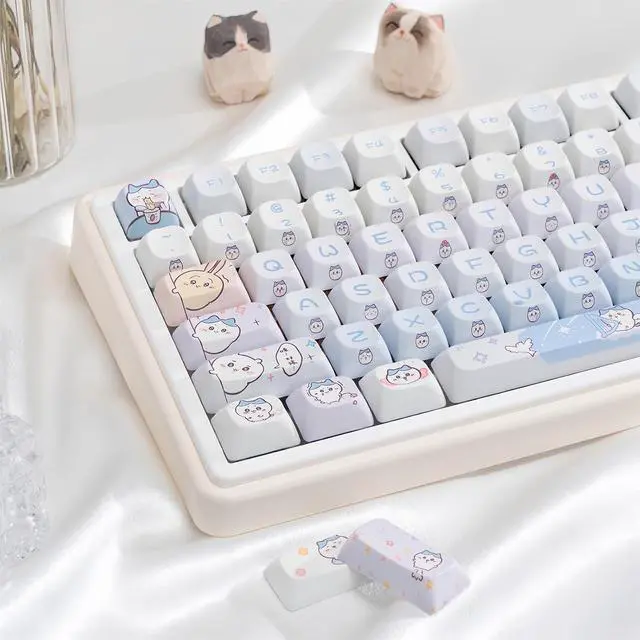 Alt view image 6 of 7 - Cute Keycaps,PBT Dye-Sub Kawaii Japanese Anime Keycaps Creamy Custom Keycap Set 150 Keys Full Size Key Caps for Cherry MX Switches Mechanical Keyboard MOC Profile Keycap (Blue)