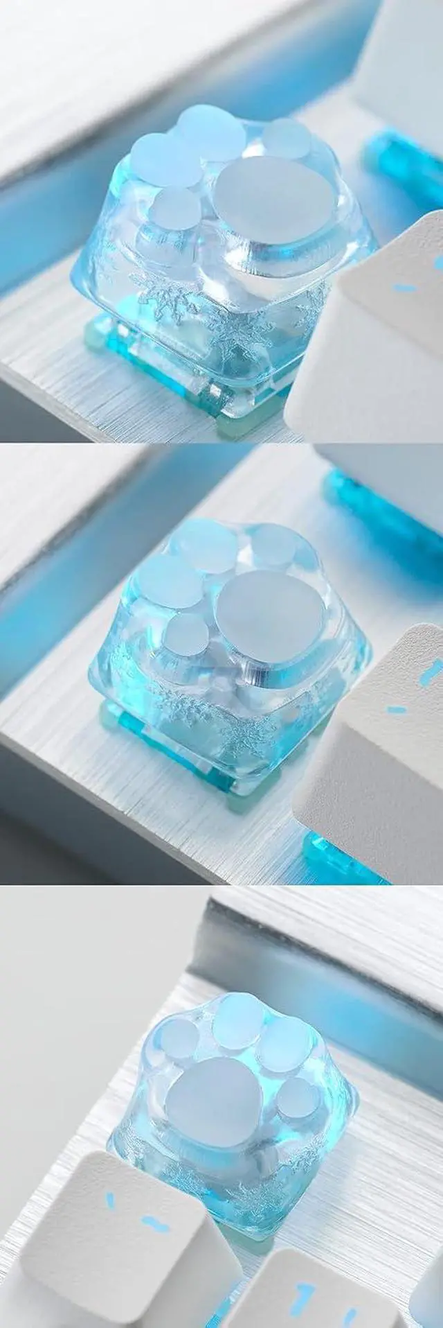 Alt view image 4 of 7 - ZOMOPLUS Cute Keycaps,Cat Paw Custom ESC Keycaps Transparent Artisan Keycaps for Cherry MX Switches Mechanical Gaming Keyboard OEM Profile R4 Keys Shine Through Kawaii Keycap (Blue)