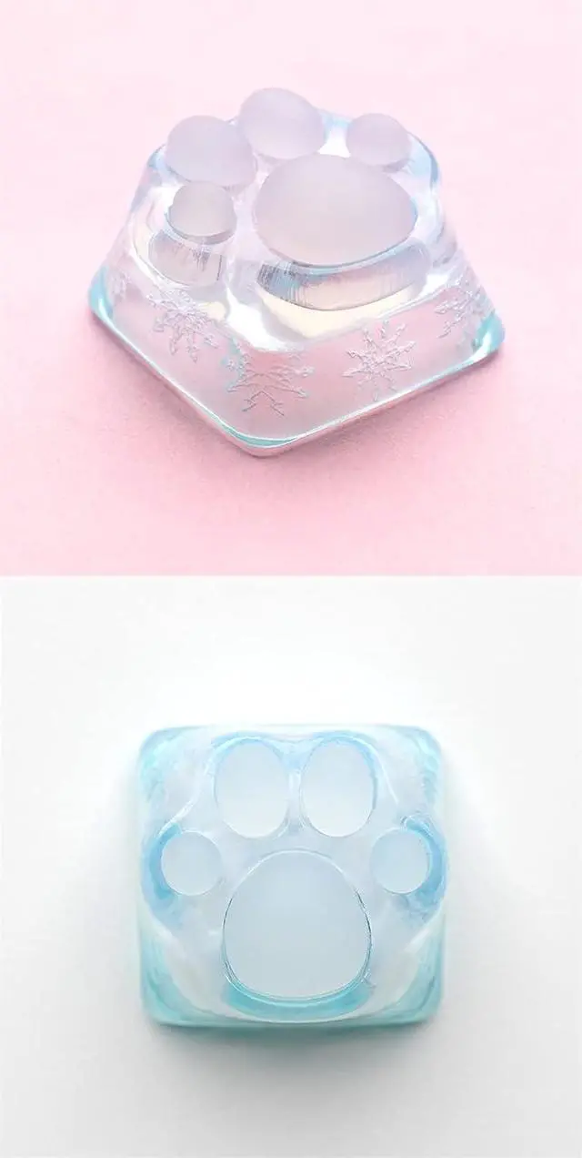 Alt view image 5 of 7 - ZOMOPLUS Cute Keycaps,Cat Paw Custom ESC Keycaps Transparent Artisan Keycaps for Cherry MX Switches Mechanical Gaming Keyboard OEM Profile R4 Keys Shine Through Kawaii Keycap (Blue)