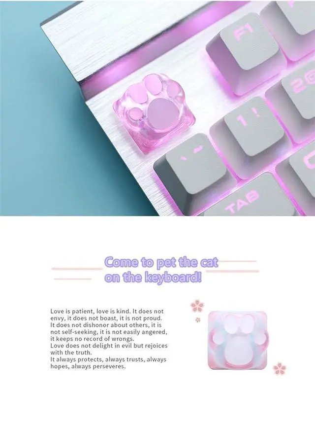 Alt view image 3 of 7 - ZOMOPLUS Cute Keycaps,Cat Paw Custom ESC Keycaps Transparent Artisan Keycaps for Cherry MX Switches Mechanical Gaming Keyboard OEM Profile R4 Keys Shine Through Kawaii Keycap (Pink+Blue 2PCS)