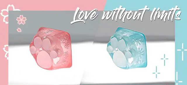 Alt view image 2 of 7 - ZOMOPLUS Cute Keycaps,Cat Paw Custom ESC Keycaps Transparent Artisan Keycaps for Cherry MX Switches Mechanical Gaming Keyboard OEM Profile R4 Keys Shine Through Kawaii Keycap (Pink+Blue 2PCS)