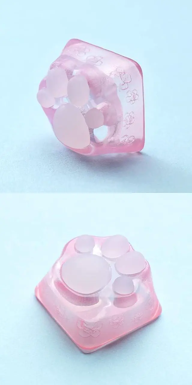 Alt view image 4 of 7 - ZOMOPLUS Cute Keycaps,Cat Paw Custom ESC Keycaps Transparent Artisan Keycaps for Cherry MX Switches Mechanical Gaming Keyboard OEM Profile R4 Keys Shine Through Kawaii Keycap (Cherry Blossom Pink)
