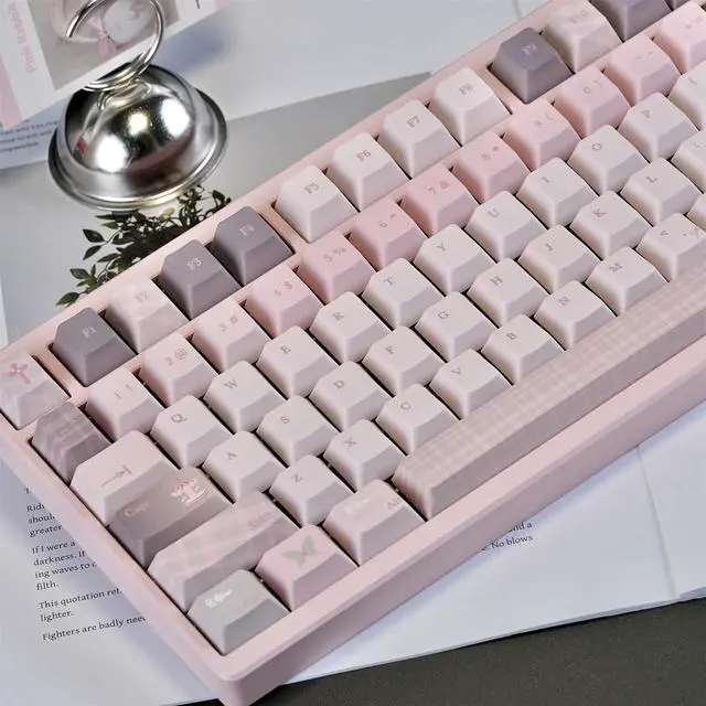 Main image of Cute Keycaps Set,Creamy Pink Keycaps Cherry Profile Dye Sublimation Thick PBT Keycaps 127 Keys Full Size Custom Key Cap for Cherry MX Switch 75% 60% Mechanical Gaming Keyboard (Pink-World)