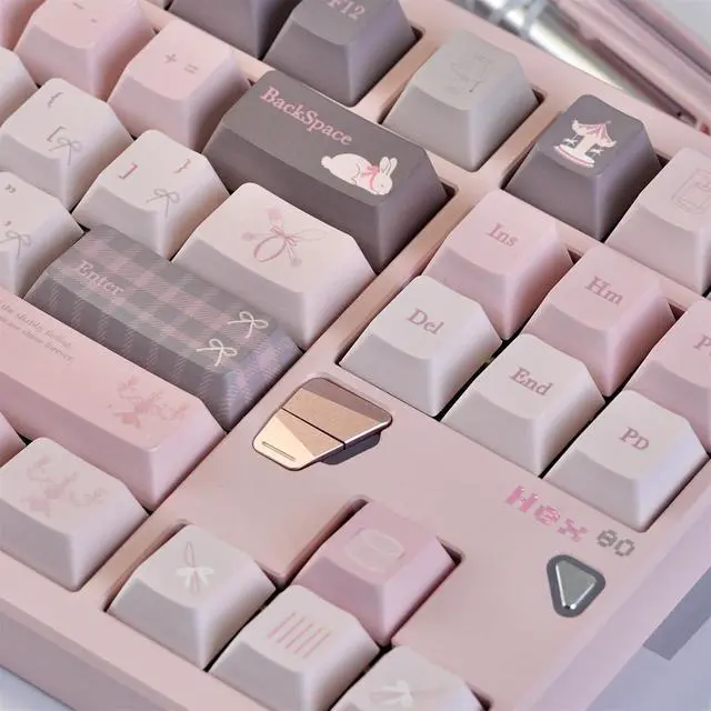 Alt view image 6 of 7 - Cute Keycaps Set,Creamy Pink Keycaps Cherry Profile Dye Sublimation Thick PBT Keycaps 127 Keys Full Size Custom Key Cap for Cherry MX Switch 75% 60% Mechanical Gaming Keyboard (Pink-World)