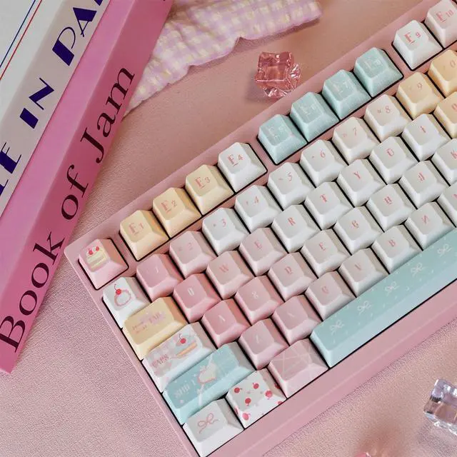 Main image of Cute Keycaps Set,Creamy Pink Keycaps Cherry Profile Dye Sublimation Thick PBT Keycaps 137 Keys Full Size Custom Key Cap for Cherry MX Switch 75% 60% Mechanical Gaming Keyboard (Sweet-Dessert)