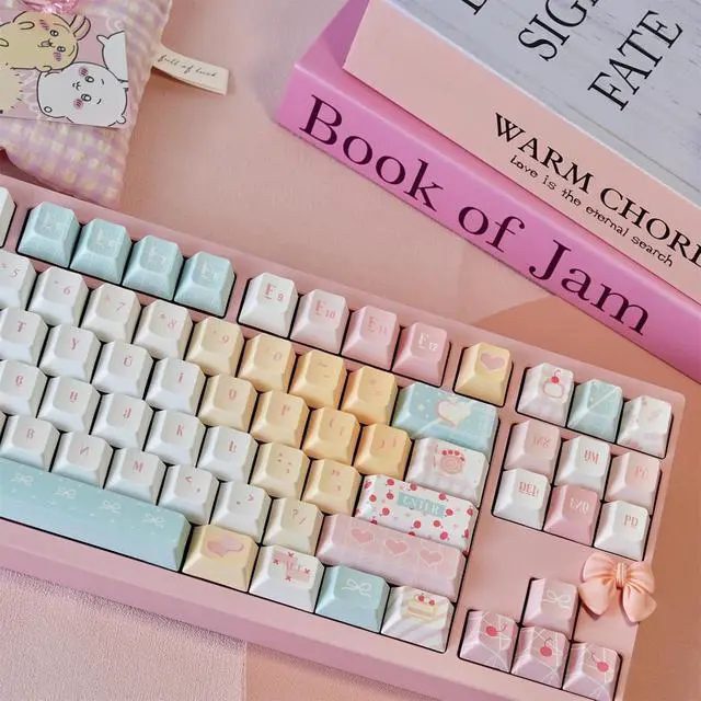 Alt view image 2 of 7 - Cute Keycaps Set,Creamy Pink Keycaps Cherry Profile Dye Sublimation Thick PBT Keycaps 137 Keys Full Size Custom Key Cap for Cherry MX Switch 75% 60% Mechanical Gaming Keyboard (Sweet-Dessert)