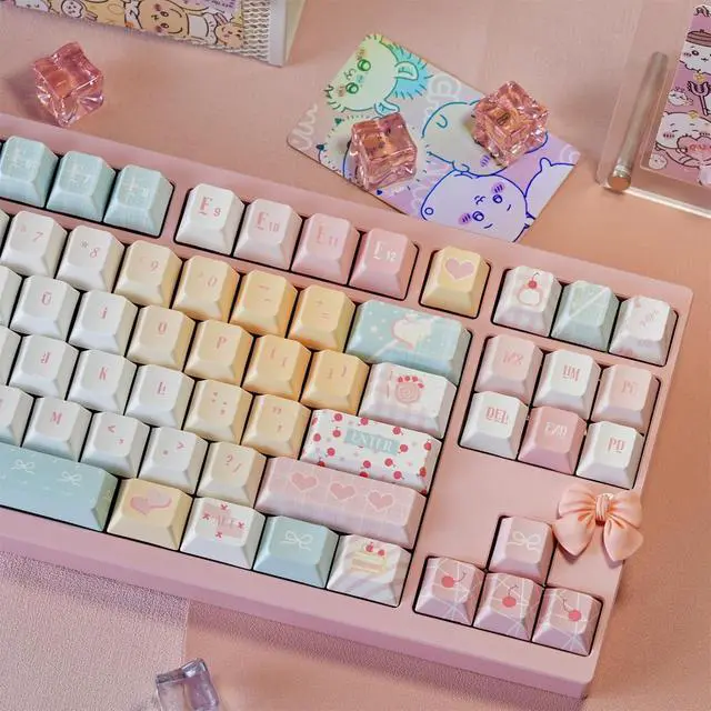 Alt view image 4 of 7 - Cute Keycaps Set,Creamy Pink Keycaps Cherry Profile Dye Sublimation Thick PBT Keycaps 137 Keys Full Size Custom Key Cap for Cherry MX Switch 75% 60% Mechanical Gaming Keyboard (Sweet-Dessert)