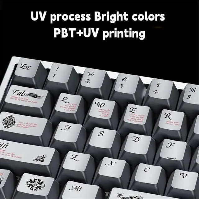 Alt view image 3 of 7 - Custom Metal Textured Keycaps,Dye-Sublimation PBT Keycaps Cherry Profile 127 Keys Full Size Cool Keycap Set for Cherry MX Switch 60% 75% 100% Hollow Aluminum Mechanical Gaming Keyboard DIY