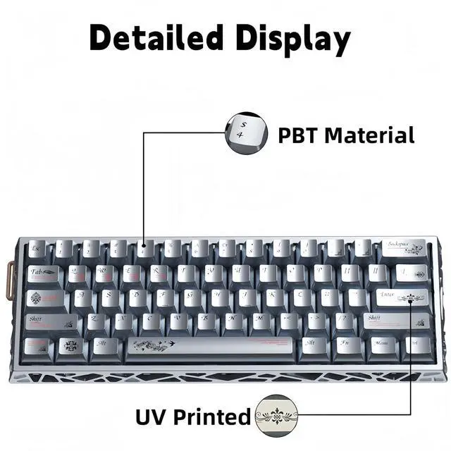 Alt view image 5 of 7 - Custom Metal Textured Keycaps,Dye-Sublimation PBT Keycaps Cherry Profile 127 Keys Full Size Cool Keycap Set for Cherry MX Switch 60% 75% 100% Hollow Aluminum Mechanical Gaming Keyboard DIY