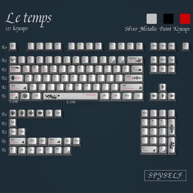 Alt view image 4 of 7 - Custom Metal Textured Keycaps,Dye-Sublimation PBT Keycaps Cherry Profile 127 Keys Full Size Cool Keycap Set for Cherry MX Switch 60% 75% 100% Hollow Aluminum Mechanical Gaming Keyboard DIY
