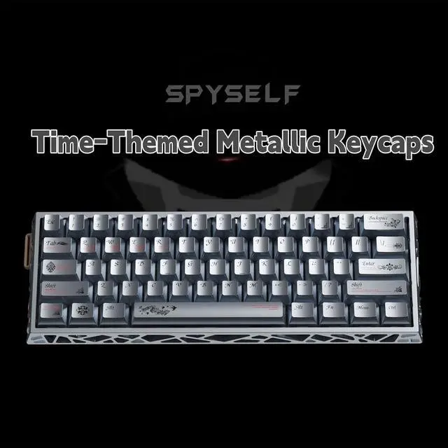 Alt view image 2 of 7 - Custom Metal Textured Keycaps,Dye-Sublimation PBT Keycaps Cherry Profile 127 Keys Full Size Cool Keycap Set for Cherry MX Switch 60% 75% 100% Hollow Aluminum Mechanical Gaming Keyboard DIY