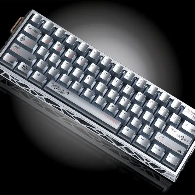 Alt view image 6 of 7 - Custom Metal Textured Keycaps,Dye-Sublimation PBT Keycaps Cherry Profile 127 Keys Full Size Cool Keycap Set for Cherry MX Switch 60% 75% 100% Hollow Aluminum Mechanical Gaming Keyboard DIY