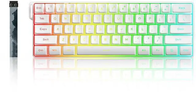 Main image of BW61 60% Wired Gaming Keyboard,RGB Backlit 61 Keys Ultra-Compact USB-C Keyboard with Shine Through Pudding Keycaps Silent Membrane Switches for PC Gamer/Office Working (White)