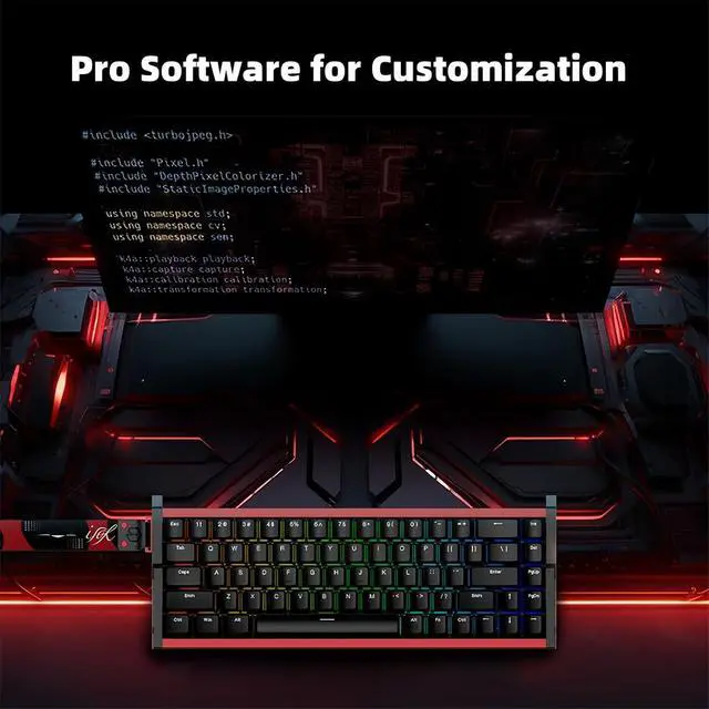 Alt view image 7 of 7 - IROK MG68 Pro Aluminum Magnetic Switch Mechanical Keyboard,65% Hall Effect Rapid Trigger Adjustable Actuation USB-C Wired Custom RGB Gaming Keyboard with Side Printed Keycaps for PC Gamer (Black)
