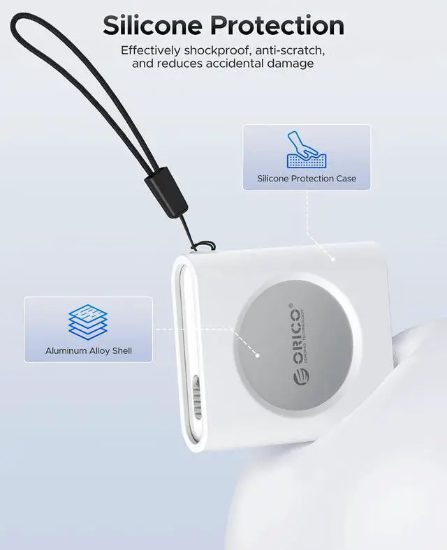 Alt view image 5 of 7 - M.2 NVMe 2230 SSD Enclosure with Aluminum Shell and Silicone Protective Case, 10Gbps USB C 3.2 Gen2 Type-C to NVMe PCIe Adapter, Compatible with iPhone 15/16 Pro/ Max 4K ProRes Recording -IP30