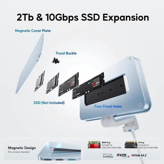 Alt view image 3 of 7 - iMac Accessories for iMac24 inch 2021/2023/2024, iMac Hub with M.2 NVMe SSD Enclosure,i-Mac USB C Hub USB A/C 10Gbps,SD/TF,i-Mac USB Adapter for iMac24 M1/M3/M4 or Studio Display 27 inch-Blue