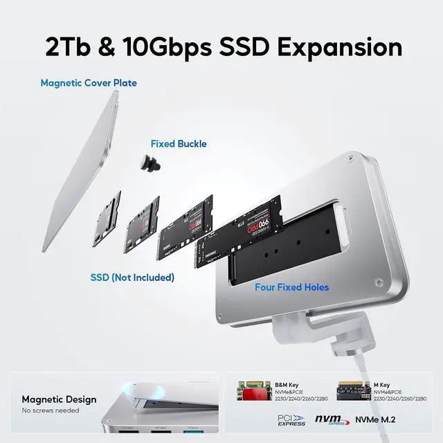 Alt view image 3 of 7 - iMac Accessories for iMac24 inch 2021/2023/2024, iMac Hub with M.2 NVMe SSD Enclosure, i-Mac USB C Hub USB A/C 10Gbps, SD/TF, i-Mac USB Adapter for iMac24 M1/M3/M4 or Studio Display 27 inch
